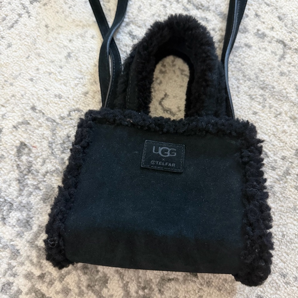 TELFAR X UGG Small Shopper Bag Suede Shearling Black - Picture 8 of 8